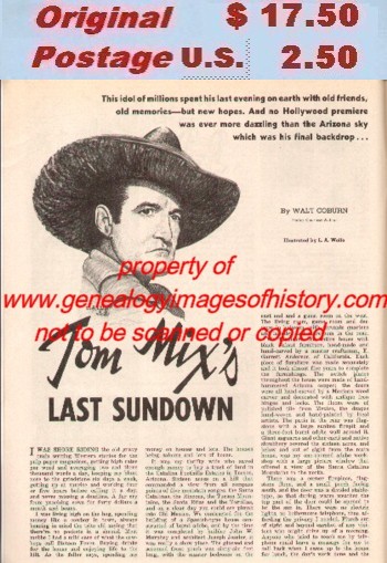 COBURN Walt 1940 era Author of story entitled TOM MIX'S LAST SUNDOWN 